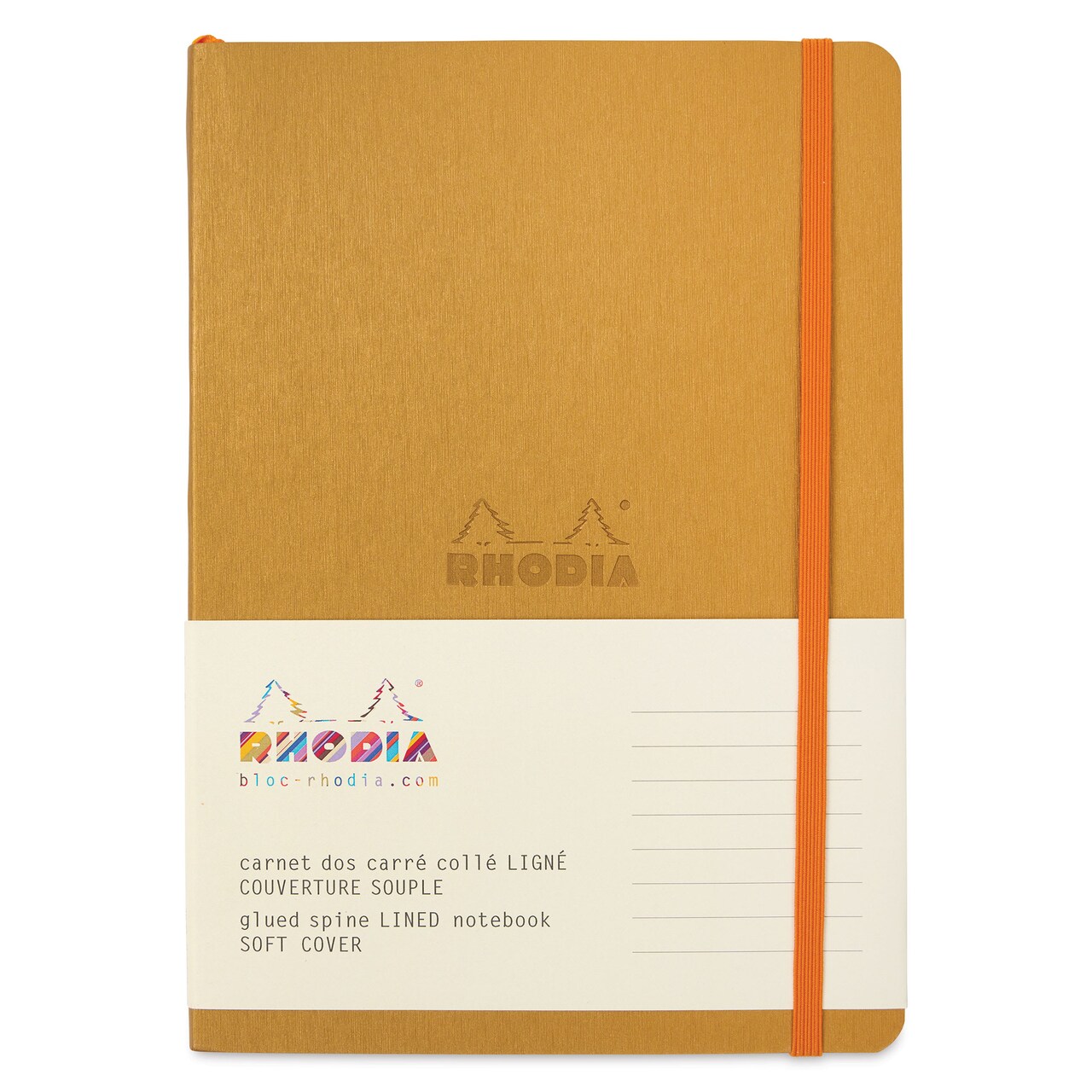 Rhodiarama Soft Cover Notebook - Lined, Gold, 5-3/10" x 8-7/10"